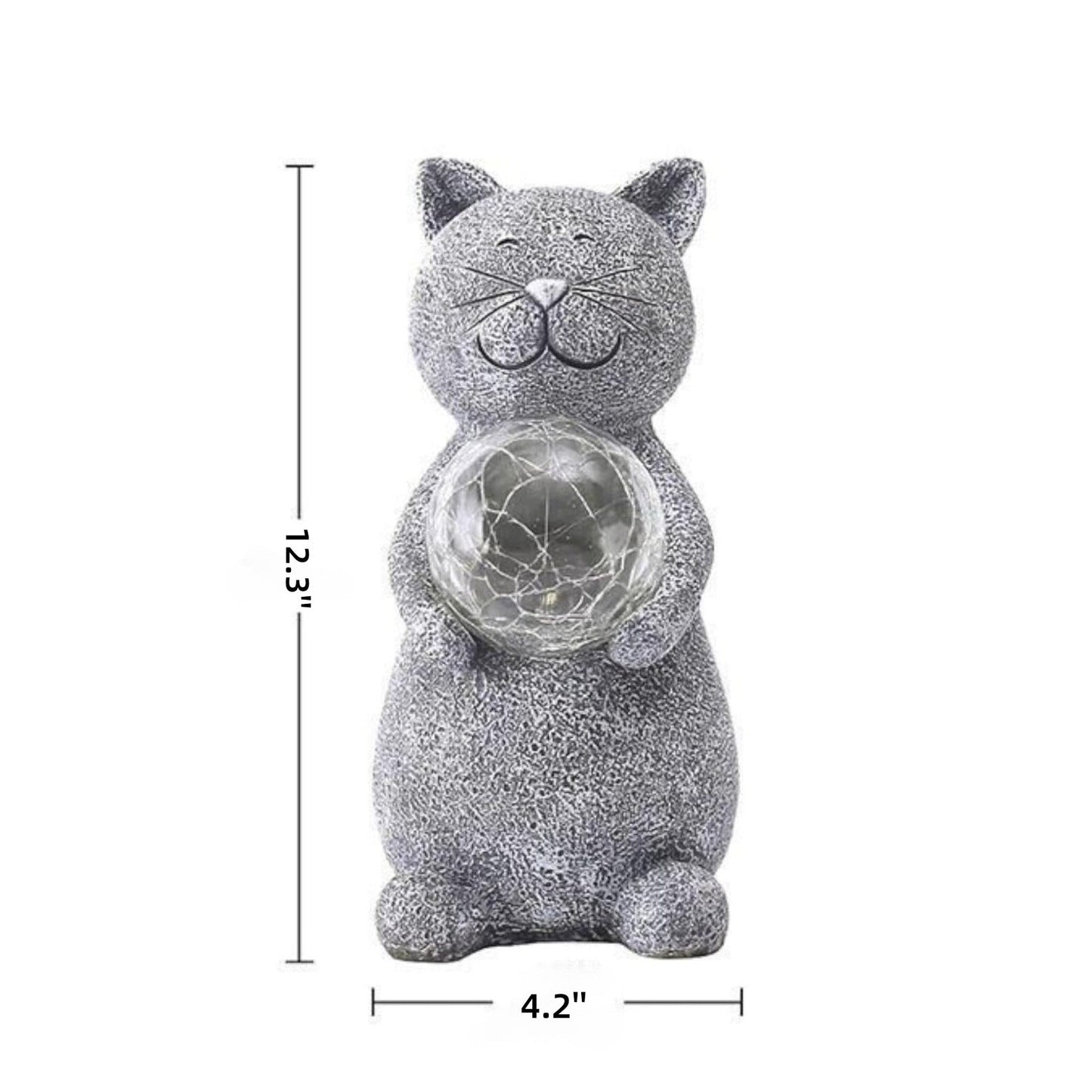 Solar-Powered Outdoor for Cat Statue with Auto-On LED Light