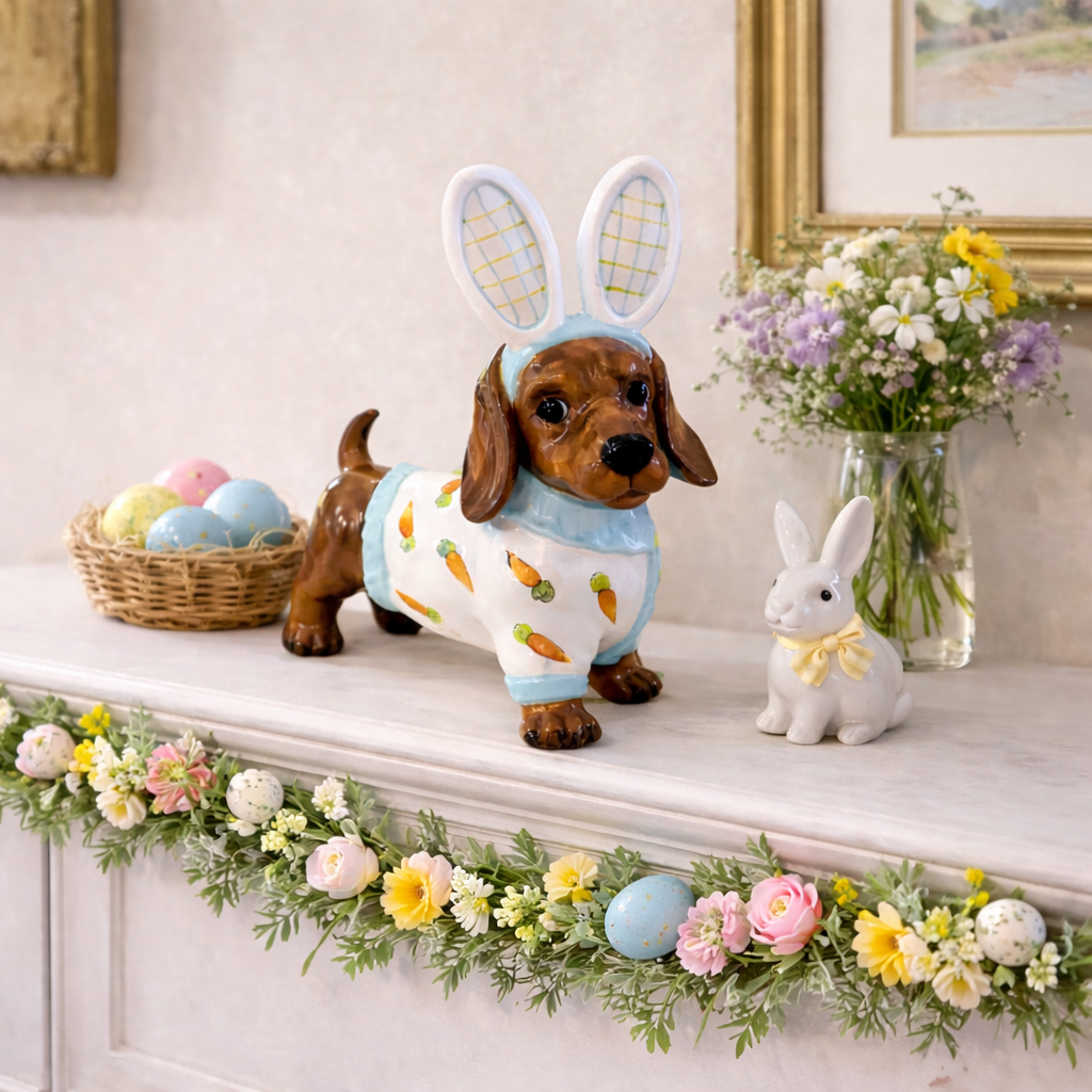 Easter Bunny Dachshund Statue