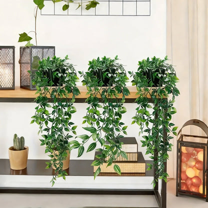 Lifelike Faux Hanging Vine Plant with Pot