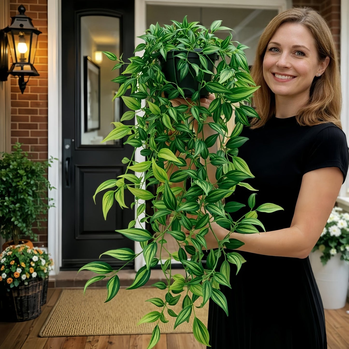 Lifelike Faux Hanging Vine Plant with Pot