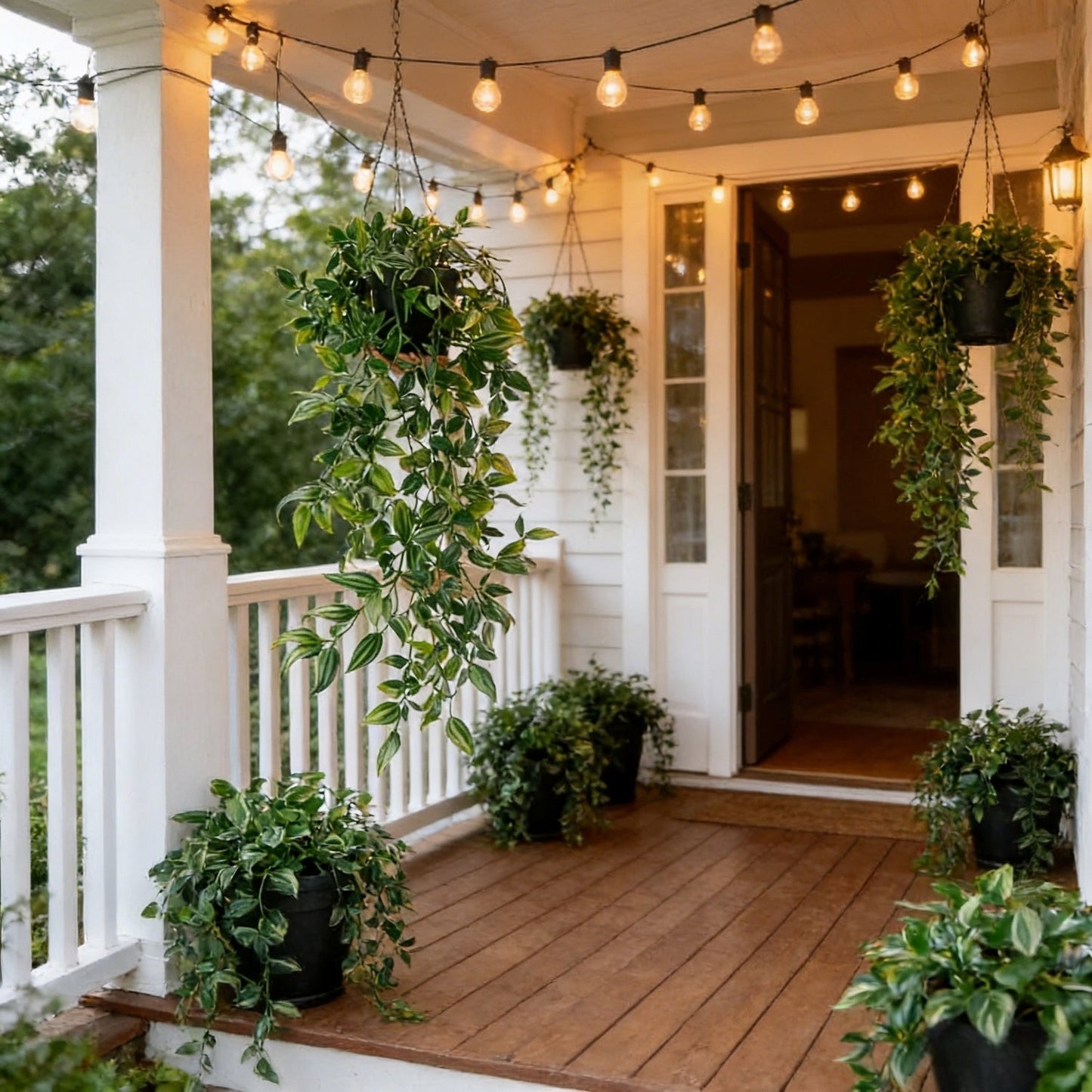 Lifelike Faux Hanging Vine Plant with Pot