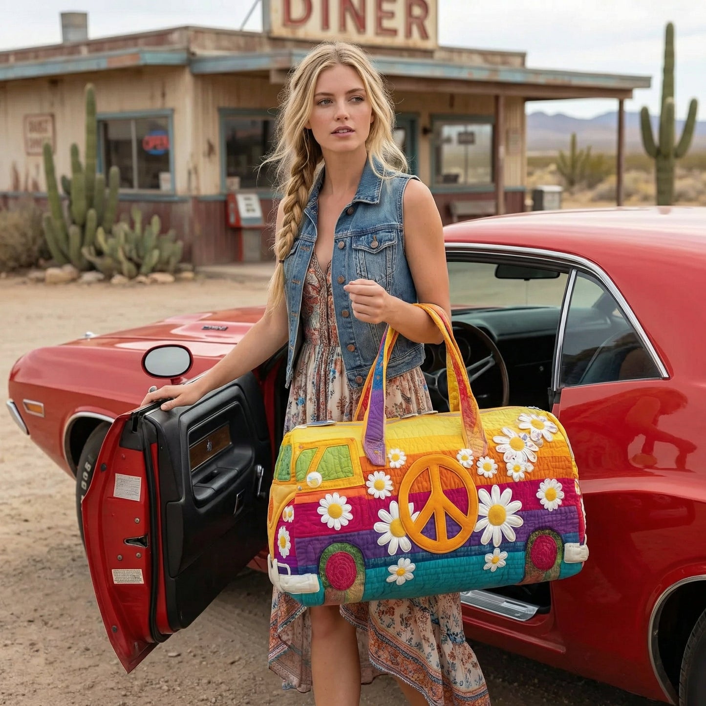 Unisex Bohemian Quilted Weekender Bag